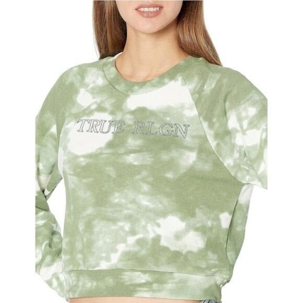True Religion Tie-Dye Shrunk Raglan Sweatshirt Womens Sz 2XL $119 MSRP